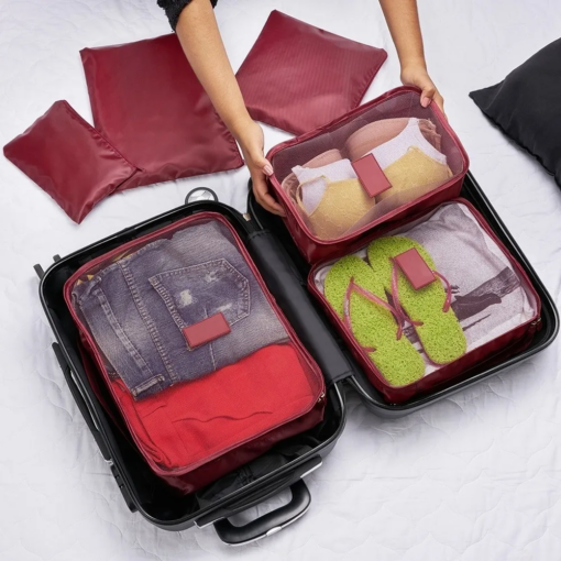 Kit com 6 peças – Necessaire Organizadora para Mala de Viagem
