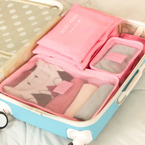 Kit com 6 peças – Necessaire Organizadora para Mala de Viagem